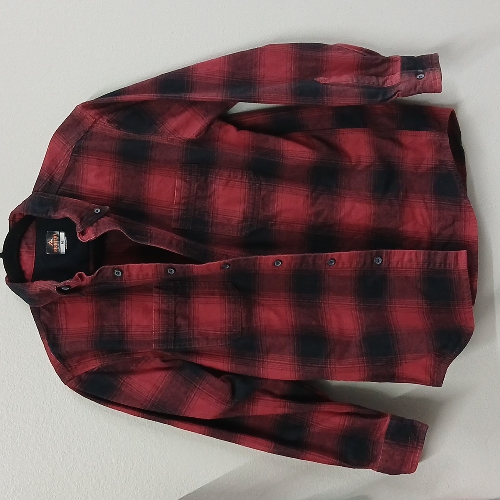 Ridgecut Toughwear Heavy Flannel Shirt Mens Medium Red Black Plaid Pockets